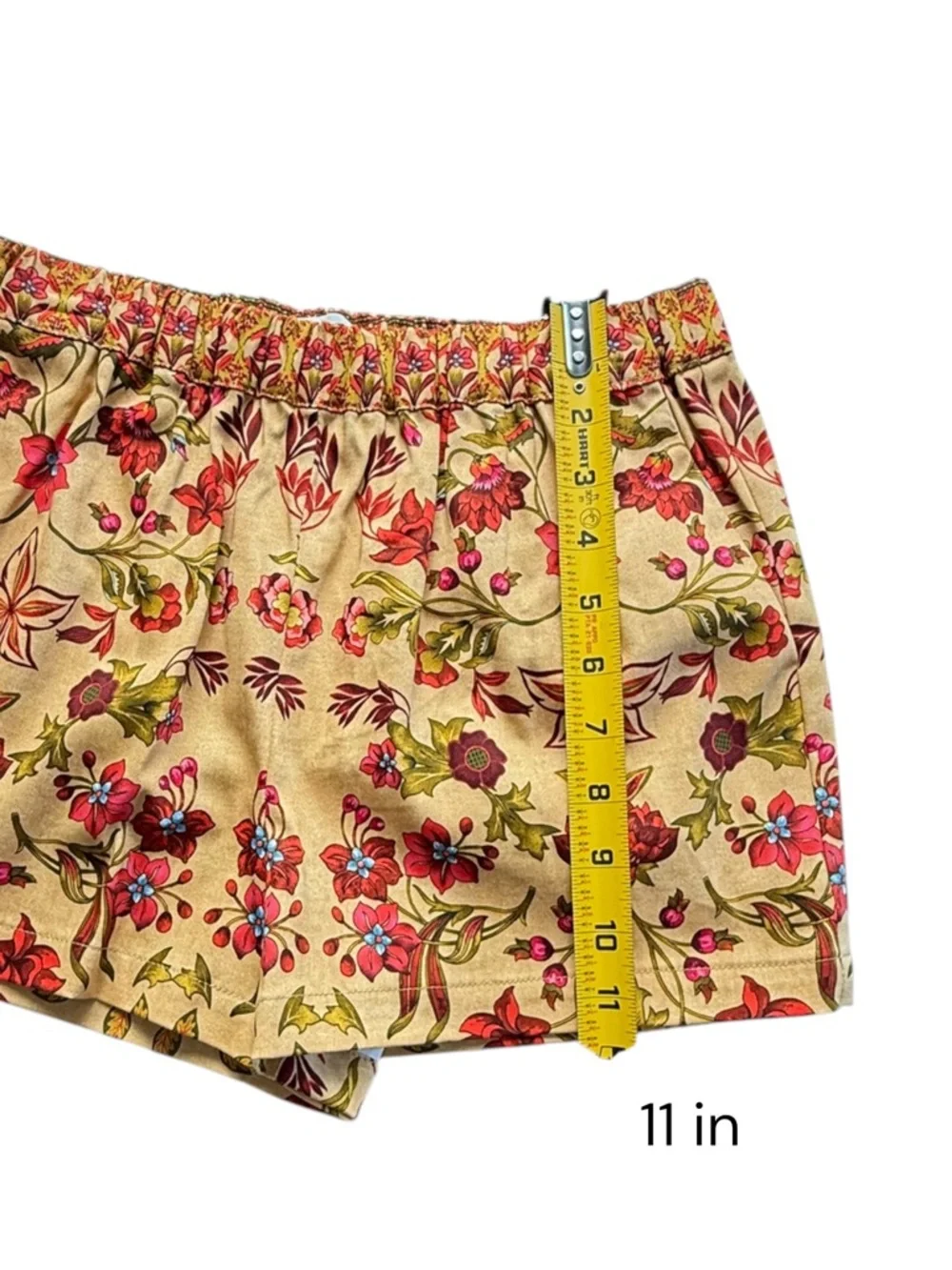 A Loves A Girls 2 Piece Set Yellow Top Floral Shorts Size M 9-10 Puff